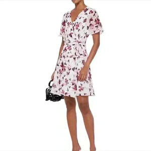 Diane von furstenberg Kathy wild floral ivory pink and white wrap dress